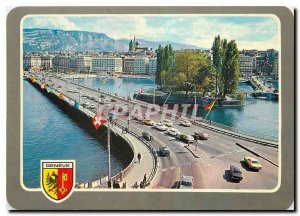 Modern Postcard Geneve Mont Blanc Bridge Rousseau and the Cathedrale