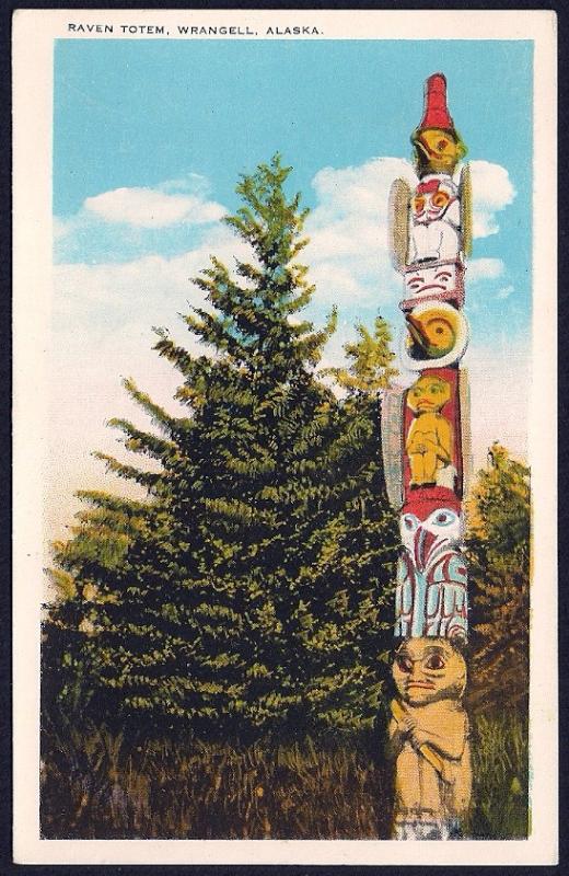 Raven Totem Pole Wrangell Alaska unused c1920's