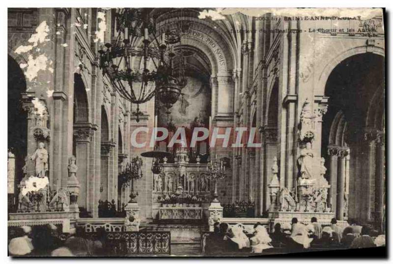 Old Postcard Saint Anne d & # 39Auray Interior of the basilica choir and altars