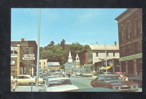 SPRINGFIELD VERMONT DOWNTOWN STREET SCENE OLD CARS VINTAGE POSTCARD