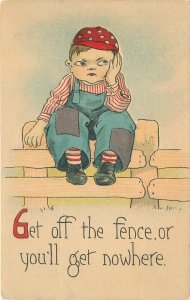 Postcard C-1910 Die cut stand up frowning boy #399 23-12112