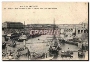 Postcard Old Brest Chateau du turning and War POrt Bridge View Any decision B...