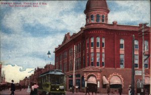 San Bernardino California CA Stewart Hotel Trolley Streetcar c1910 Postcard