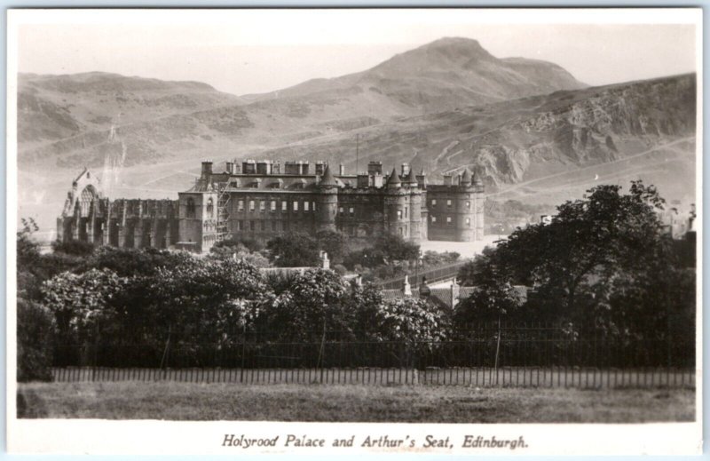 c1940s Edinburgh, England RPPC Holyrood Palace Arthur's Seat Real Photo PC A132