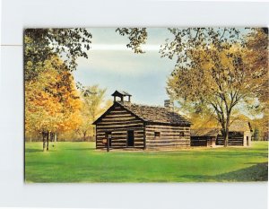 Postcard School House Schoenbrunn Village New Philadelphia Ohio USA