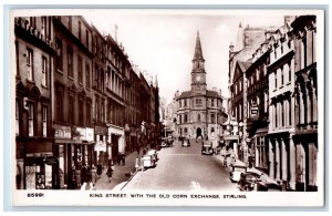 Stirling Scotland Postcard King Street with Old Corn Exchange c1940's RPPC Photo