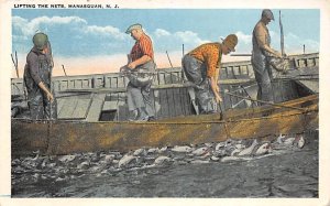 Men in a Boat Netting Fish Fishing Unused 