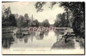 Old Postcard Rambouilet Park On The Canals Fishing Fisherman