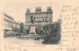 HUNGARY 1899 BUDAPEST Statue of Josef Eotvos HUNGARIAN baron author statesman