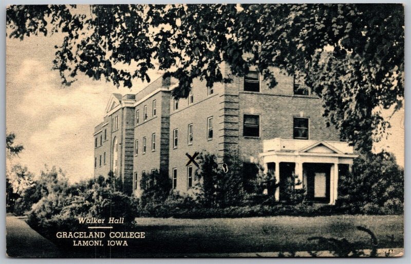 Vtg Lamoni Iowa IA Walker Hall Graceland College 1940s View Postcard