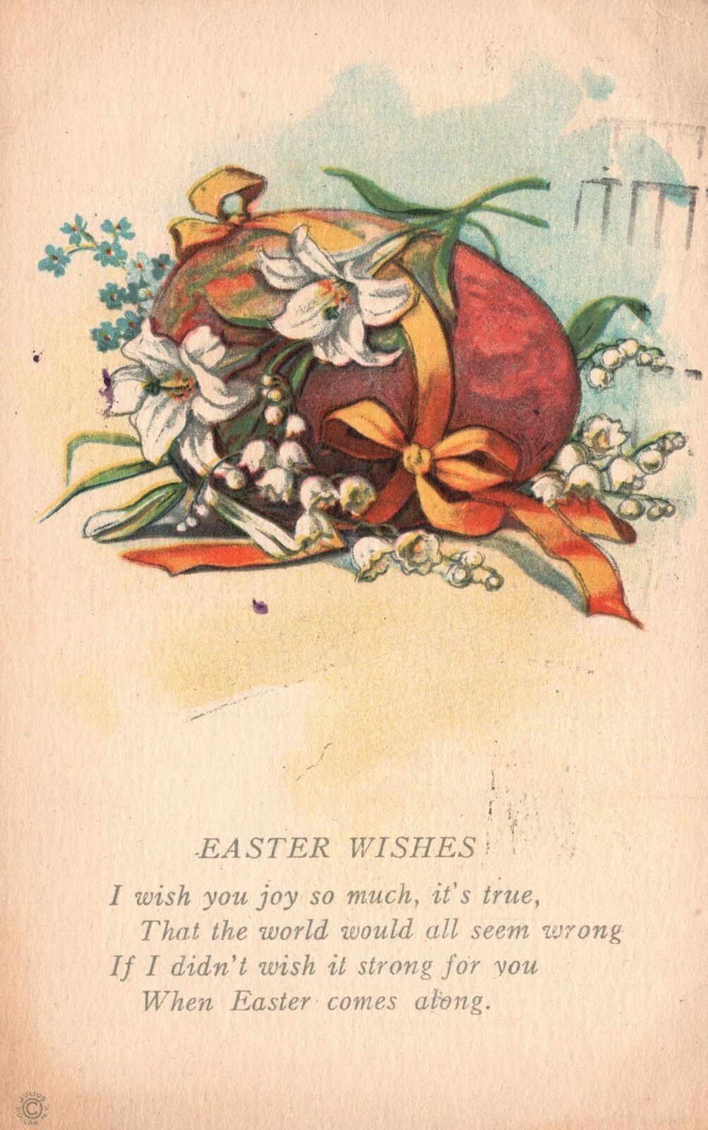 Easter Wishes Ribbon Flower Holiday Greetings And Wishes Vintage ...