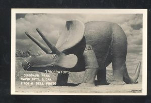 RPPC RAPID CITY SD TRICERATOPS DINOSAUR STATE PARK REAL PHOTO POSTCARD