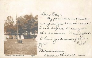 RPPC CAMP UNDERWOOD Milwaukee, WI Tents 1906 Vintage Postcard