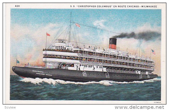 Whaleback Steamer CHRISTOPHER COLUMBUS , Chicago , Illinois , 1900-10s #2