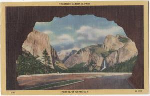 Yosemite National Park, Portal of Grandeur, unused linen Postcard