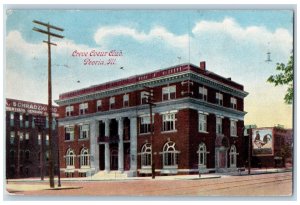 Peoria Illinois IL Postcard Creve Coeur Club Building Exterior Roadside 1908