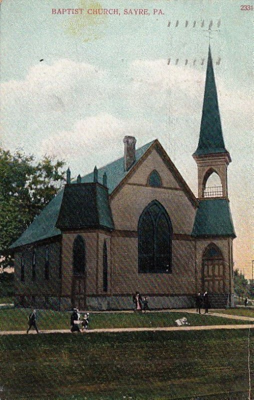 Postcard Baptist Church Sayre PA 1910