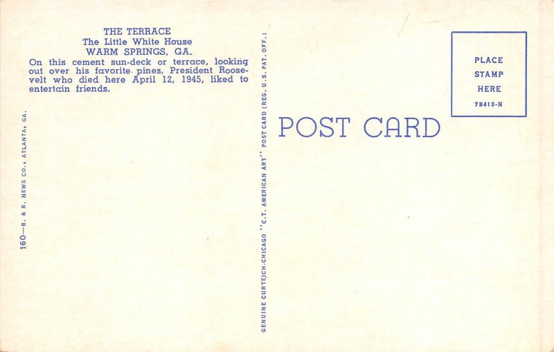 Warm Springs Georgia 1940s Postcard Terrace The Little White House