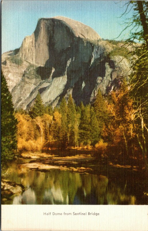 Vtg 1910s Half Dome from Sentinel Bridge Yosemite Valley California CA Postcard