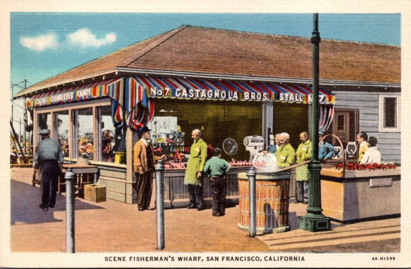 California San Francisco Castagnola Brothers Seafood Stall Curteich