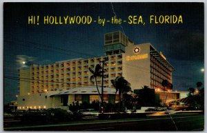 Hollywood By The Sea Florida 1970s Postcard Diplomat Hotel at Night