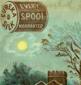 1880's Eureka Spool Silk Horace G. Low Cambridge, Mass. Night Moon Winter P196