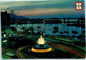 M-35957 Nocturnal View General Galera Square and Harbour Ceuta Spain