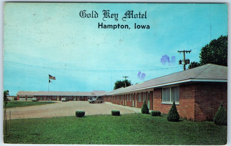 c1970s Hampton, IA Gold Key Motel Chrome PC Advertising Mrs. Jeff Wacker A320