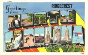 Greetings From Ridgecrest, North Carolina, USA Large Letter Town Unused 