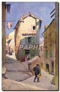 Old Postcard An Old Street In Menton