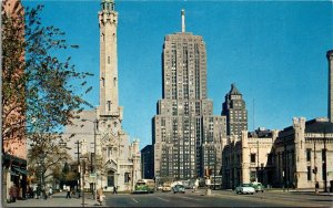 Illinois Chicago North Michigan Avenue Showing Water Tower & Palmolive Building