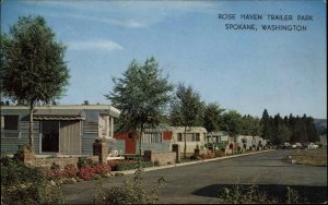 Spokane Washington WA Rose Haven Trailer Park Vintage Postcard