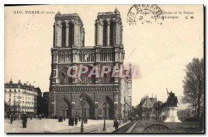 Postcard Old Paris The Notre Dame and the Statue of Charlemagne