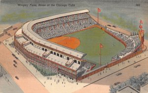 J74/ Baseball Stadium Sports Postcard Linen Chicago Wrigley Field 313