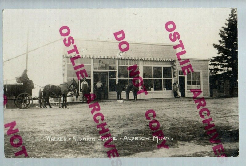 Aldrich MINNESOTA RPPC 1917 GENERAL STORE nr Verndale Staples Wadena POP 48