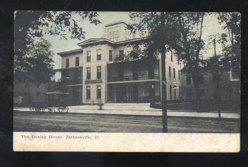 JACKSONVILLE ILLINOIS THE DUNLAP HOUSE ANTIQUE VINTAGE POSTCARD ILL.