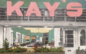 Vintage Postcard Kay's Restaurant Main Street Diner Daytona Beach Florida Fla.