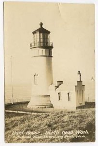 Long Beach WA North Head Lighthouse 1925 Light House RPPC Real Photo Postcard