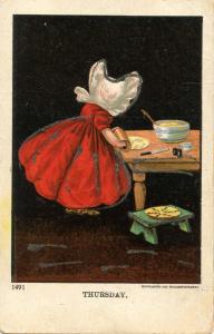 Sunbonnet Girls #1491 - Thursday   Artist: Bernhardt Wall