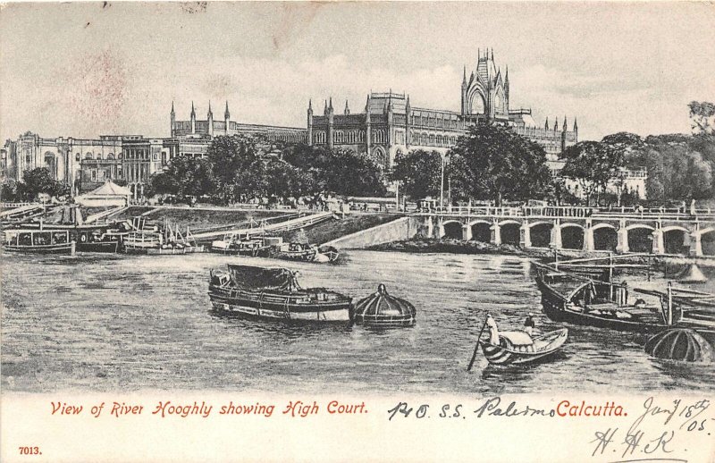 Lot143 view of river hooghly showing high court calcutta postcard india