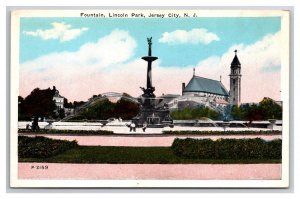 Lincoln Park Fountain Jersey City NJ New Jersey UNP WB Postcard Z10