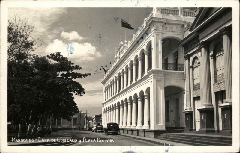 Maracaibo Venezuela Plaza Bolivar Casa de Gobieano RPPC Vintage Postcard