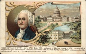 George Washington American Revolution White House c1910 Vintage Postcard