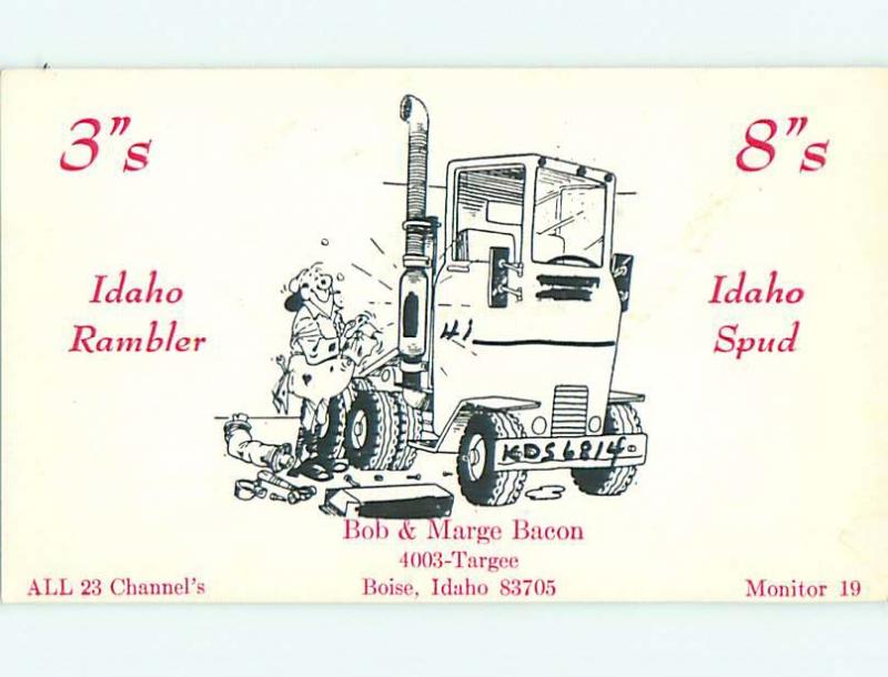 teamsters TRUCK TRUCKING - QSL CB HAM RADIO CARD Boise Idaho ID t9962