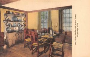 MA, Massachusetts  STOCKBRIDGE HOUSE Bedroom~Kitchen  TWO Hand Colored Postcards