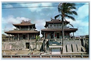 Taiwan Postcard Twin Chihkan Towers in Tainan City c1950's Vintage Unposted