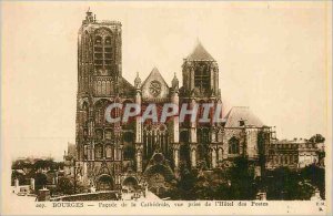 Old Postcard Bourges Facade of the Cathedral View Taking the Hotel des Postes