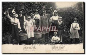 Old Postcard Folklore Departure for the grape harvest