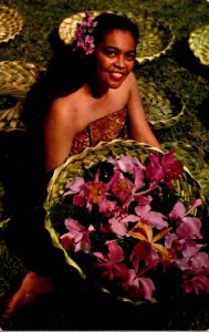 Hawaii Beautiful Girl With Island Orchids