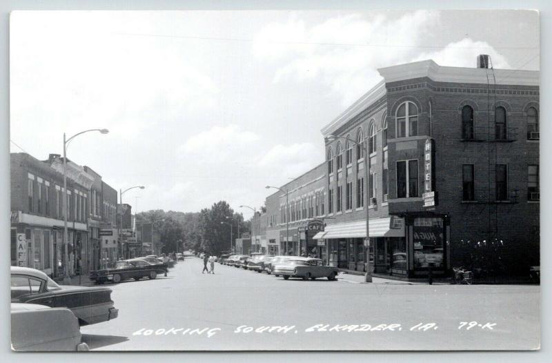 Ekader IA Corner Hotel~Checkerboard Cafe~Shellane Bottled Gas~Nice 50s Cars~RPPC 